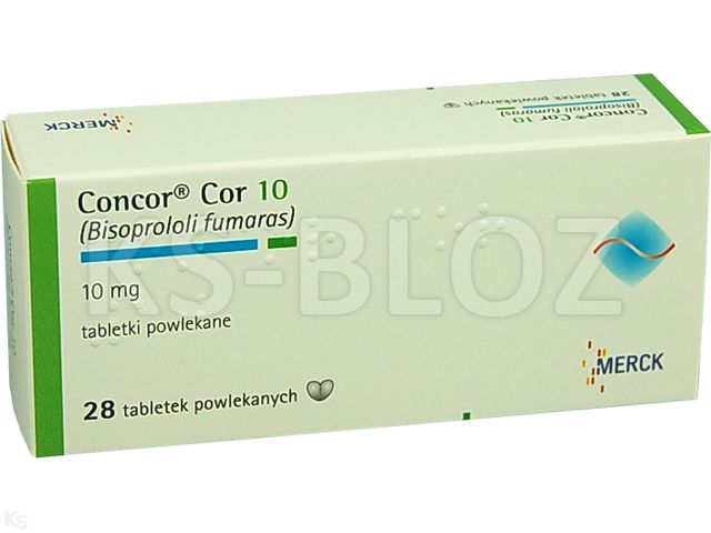 Concor Cor 10 interakcje ulotka tabletki powlekane 10 mg 28 tabl.