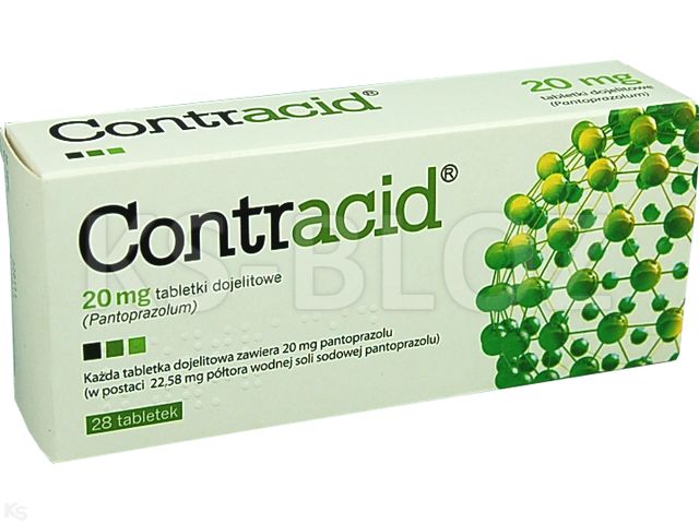 Contracid interakcje ulotka tabletki dojelitowe 20 mg 28 tabl. | 4 blist.po 7 szt.