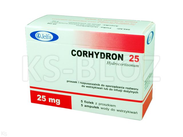 Corhydron 25 interakcje ulotka proszek i rozpuszczalnik do sporządzania roztworu do wstrzykiwań/infuzji 25 mg 5 fiol. | + 5 amp.rozp.