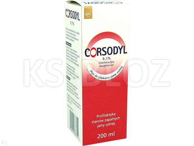 Corsodyl 0,1% Płyn do płukania jamy ustnej interakcje ulotka płyn  200 ml