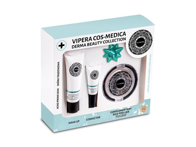 COS-MEDICA DERMA-BEAUTY Kolekcja 02 z Pudrem do Cery Trądzikowej(Fluid 25ml+Korektor 8ml+Puder 13g) interakcje ulotka zestaw - 1 zest.