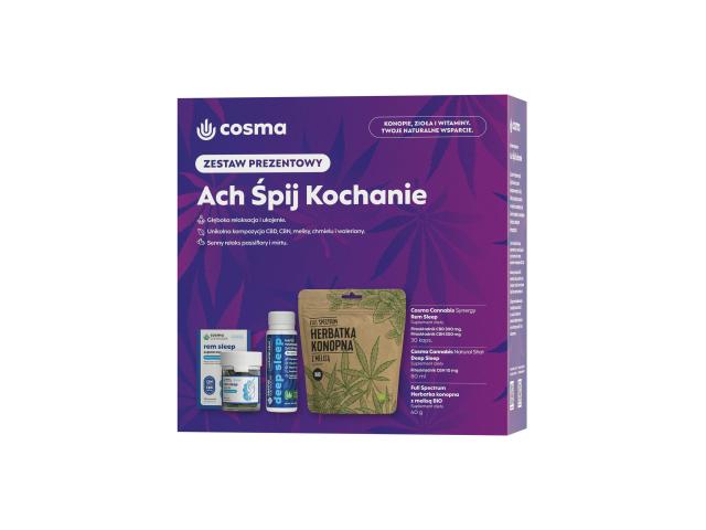 Cosma Cannabis Ach Śpij Kochanie Zestaw prezentowy Rem Sleep+Deep Sleep+Herbatka interakcje ulotka zestaw  30 kaps. | + 80 ml + 40 g