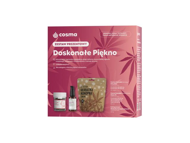 Cosma Cannabis Doskonałe Piękno Zestaw prezentowy Only Skin+Gluko Fit+Herbatka interakcje ulotka zestaw  30 kaps. | + 30 ml + 40 g