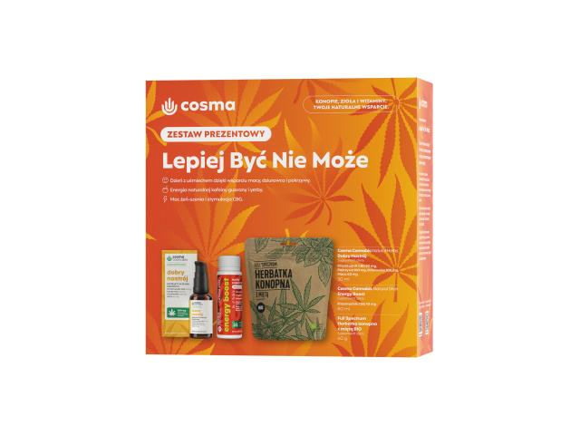 Cosma Cannabis Lepiej Być Nie Może Zestaw prezentowy Dobry Nastrój+Energy Boost+Herbatka interakcje ulotka zestaw  30 ml | + 80 ml + 40 g