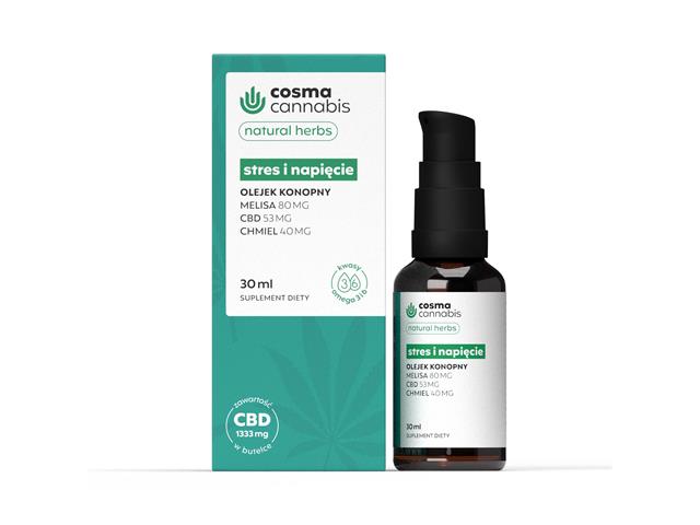 Cosma Cannabis Natural Herbs Stres I Napięcie interakcje ulotka olej  30 ml | but. z dozow.