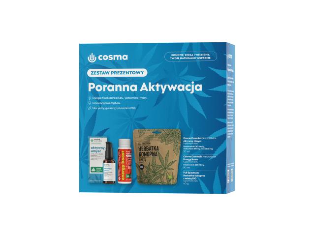 Cosma Cannabis Poranna Aktywacja Zestaw prezentowy Aktywny Umysł+Energy Boost+Herbatka interakcje ulotka zestaw  30 ml | + 80 ml + 40 g