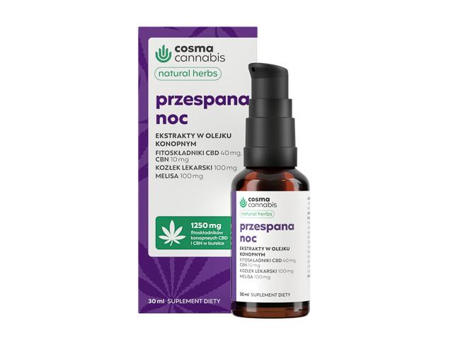 Cosma Cannabis Przespana Noc Natural Herbs interakcje ulotka krople - 30 ml