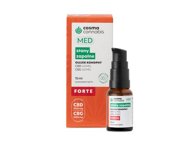 Cosma Cannabis Stany Zapalne Forte Med CBD CBG interakcje ulotka olejek  15 ml (but.z dozown.)