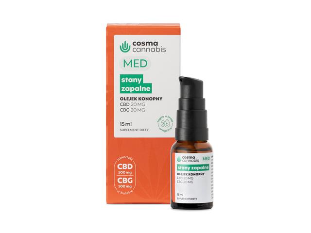 Cosma Cannabis Stany Zapalne Med CBD CBG interakcje ulotka olejek - 15 ml (but.z dozown.)