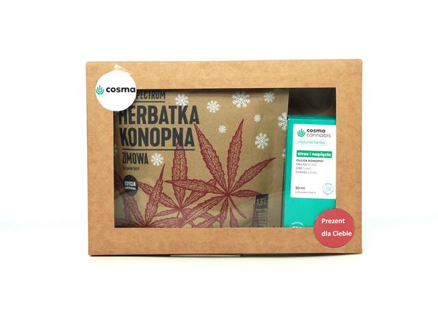 Cosma Cannabis Zestaw prezentowy Natural Herbs Stres i Napięcie + Full Spectrum Herbatka Zimowa interakcje ulotka zestaw - 30 ml + 40 g