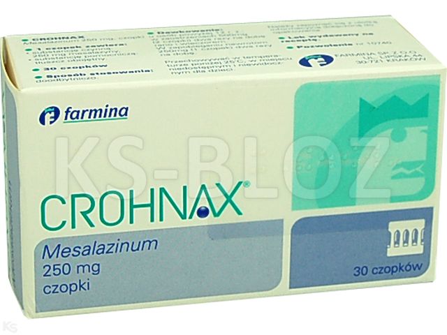 Crohnax interakcje ulotka czopki doodbytnicze 250 mg 30 czop. | (6 blist. po 5 czop.)