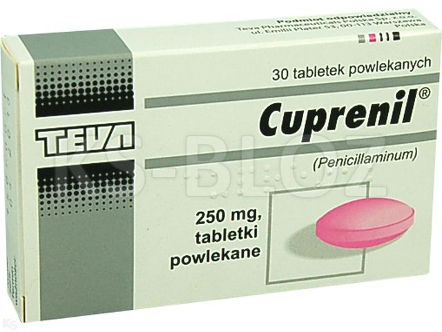 Cuprenil interakcje ulotka tabletki powlekane 250 mg 30 tabl. (2 blist. po 15 tabl.)