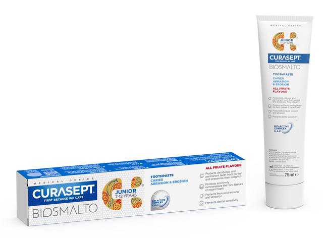 Curasept Biosmalto Junior Pasta do mycia zębów 1450 ppm interakcje ulotka pasta do zębów  75 ml