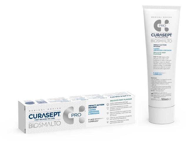 Curasept Biosmalto Mus do zębów przeciw próchnicy, erozji i abrazji delikatna mięta interakcje ulotka pasta do zębów  50 ml