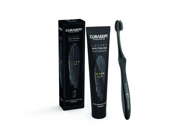 Curasept Luxury Black Lux Pasta do mycia zębów wybielająca ze szczoteczką interakcje ulotka pasta do zębów - 75 ml