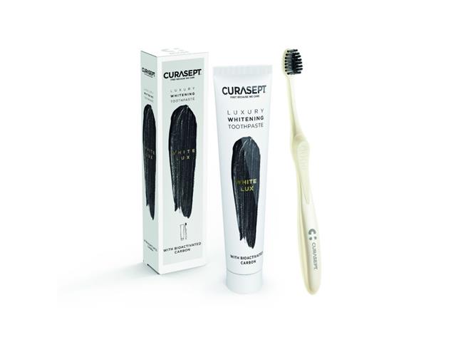 Curasept Luxury White Lux Pasta do mycia zębów wybielająca ze szczoteczką interakcje ulotka pasta do zębów - 75 ml
