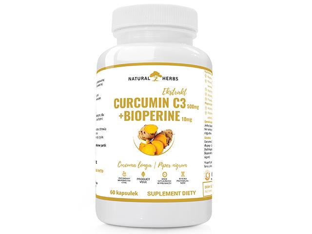 Curcumin C3 500mg + Bioperine 10mg interakcje ulotka kapsułki  60 kaps.