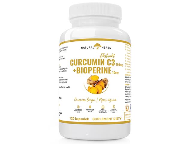 Curcumin C3 500mg + Bioperine 10mg interakcje ulotka kapsułki  120 kaps.