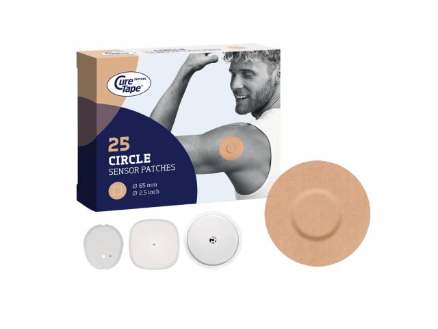 CureTape Sensor Patches Plastry ochronne na sensor CGM do monitorowania glikemii okrągłe beżowe interakcje ulotka plaster  25 szt.
