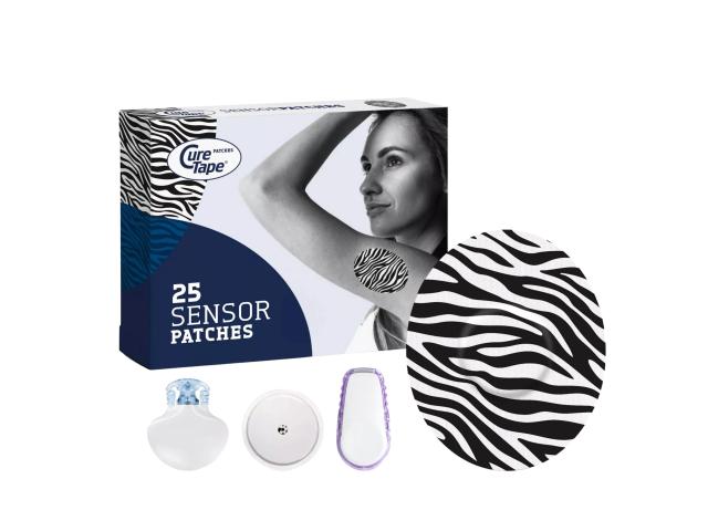 CureTape Sensor Patches Plastry ochronne na sensor CGM do monitorowania glikemii zebra interakcje ulotka plaster  25 szt.