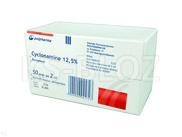 Cyclonamine 12.5% interakcje ulotka roztwór do wstrzykiwań 125 mg/ml 50 amp. po 2 ml