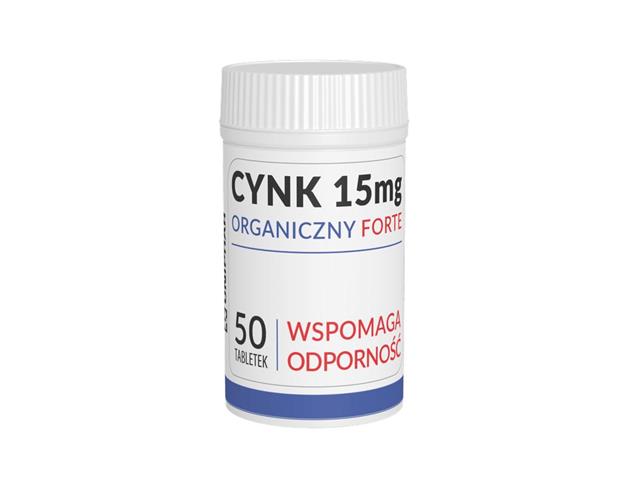 Cynk 15 mg Forte organiczny interakcje ulotka tabletki  50 tabl.