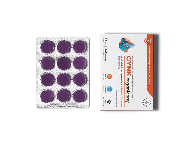 Cynk organiczny (10mg) + witamina D3 + selen interakcje ulotka pastylki do ssania  36 pastyl.