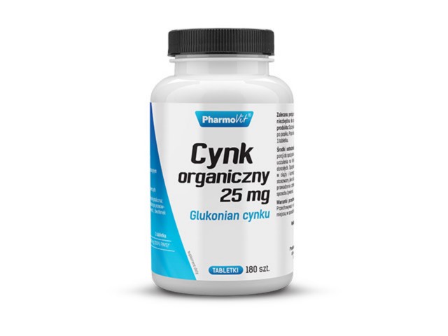 Cynk organiczny 25mg glukonian cynku interakcje ulotka tabletki - 180 tabl.