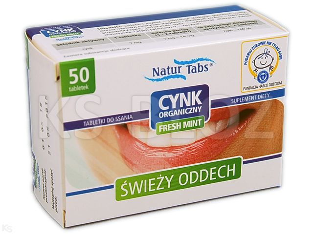 Cynk Organiczny Naturtabs fresh mint interakcje ulotka tabletki do ssania  50 tabl.