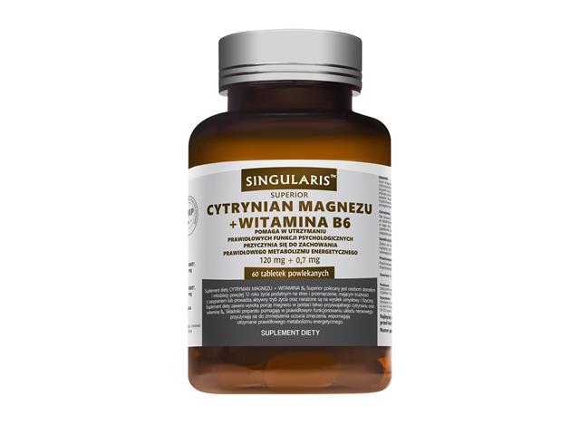 Cytrynian Magnezu + Witamina B6 Singularis Superior interakcje ulotka tabletki powlekane  60 tabl.