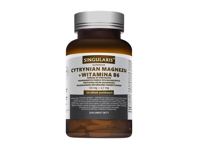 Cytrynian Magnezu + Witamina B6 Singularis Superior interakcje ulotka tabletki powlekane - 120 tabl.