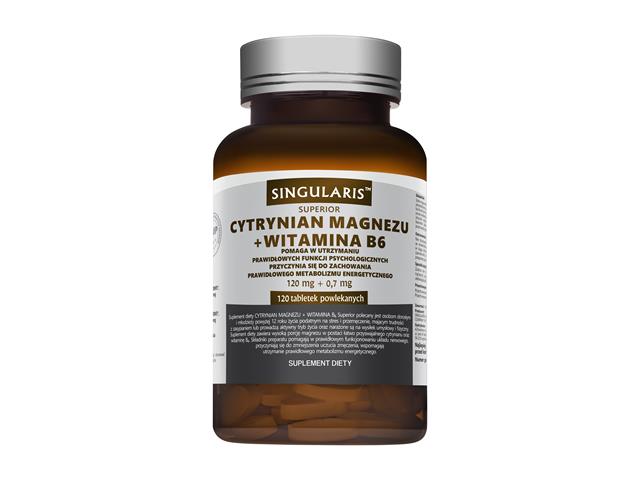 Cytrynian Magnezu + Witamina B6 Singularis Superior interakcje ulotka tabletki powlekane  120 tabl.