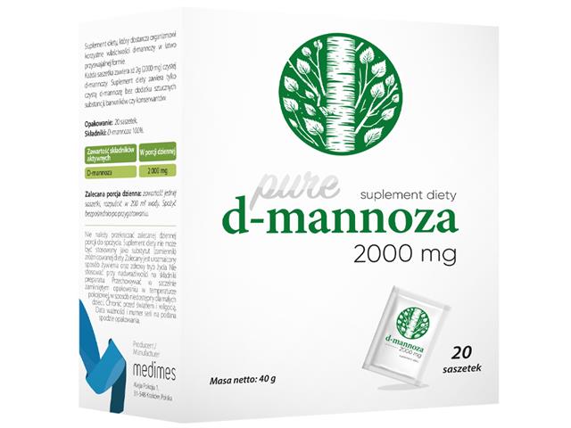 D-Mannoza 2000 mg Pure Medimes interakcje ulotka saszetka  20 sasz.