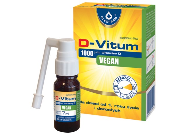 D-Vitum 1000 j.m. Witaminy D vegan interakcje ulotka aerozol  7 ml