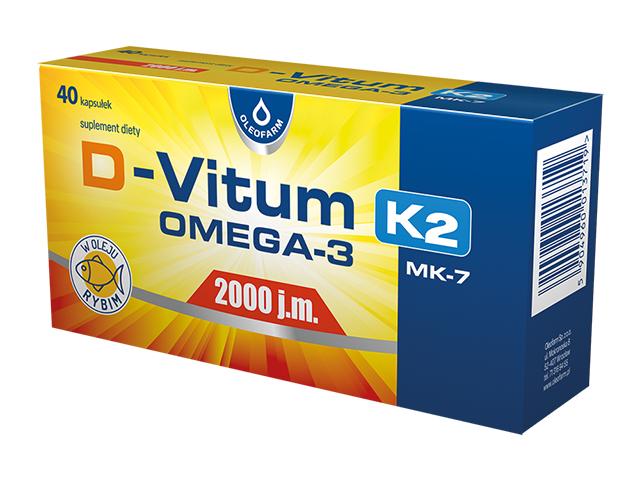 D-Vitum 2000 j.m. K2 MK7 Omega-3 interakcje ulotka kapsułki miękkie  40 kaps.