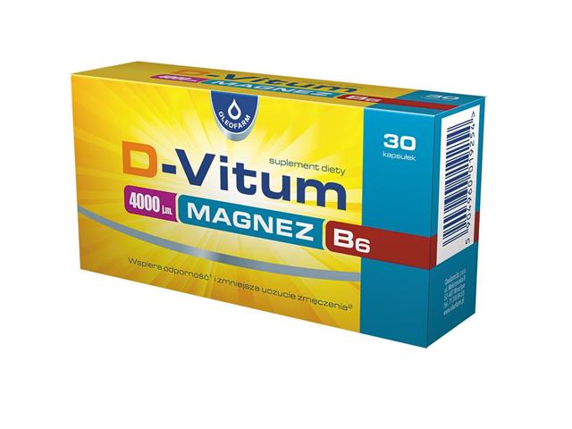 D-Vitum 4000 j.m. Magnez B6 interakcje ulotka kapsułki  30 kaps.