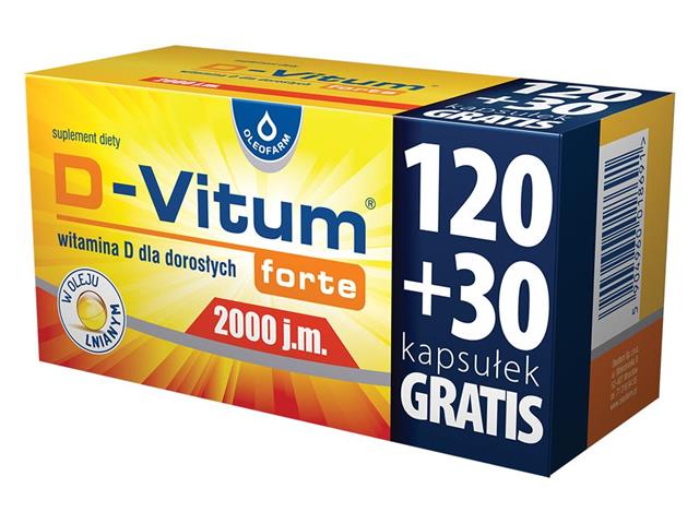 D-Vitum Forte 2000 j.m. interakcje ulotka kapsułki  150 kaps.