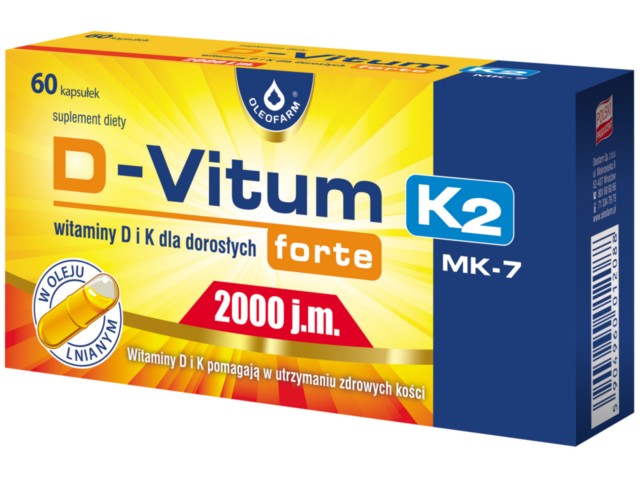 D-Vitum Forte 2000 j.m. K2 interakcje ulotka kapsułki  60 kaps.