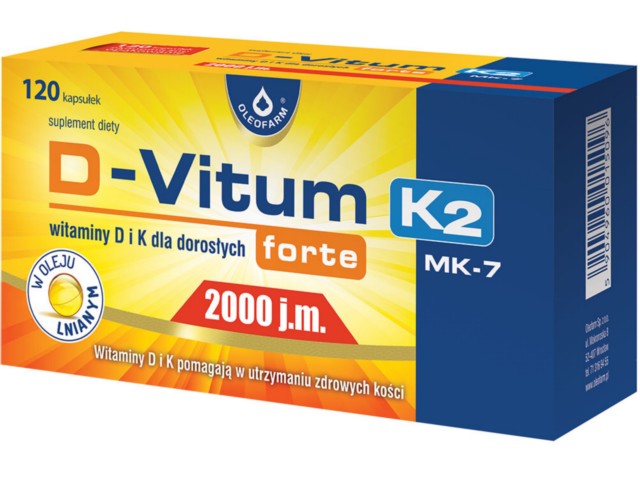 D-Vitum Forte 2000 j.m. K2 interakcje ulotka kapsułki  120 kaps.