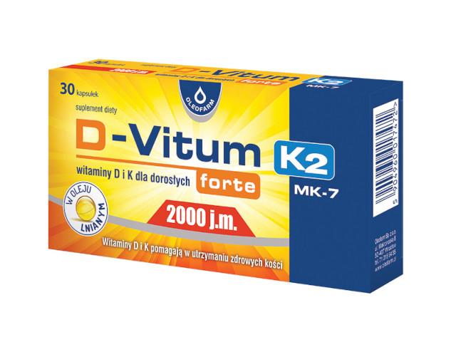 D-Vitum Forte 2000 j.m. K2 interakcje ulotka kapsułki  30 kaps.