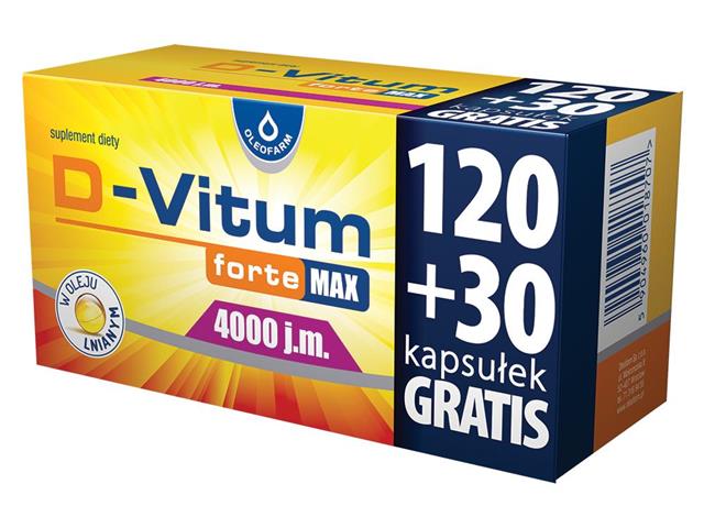 D-Vitum Forte Max 4000 j.m. interakcje ulotka kapsułki  150 kaps.