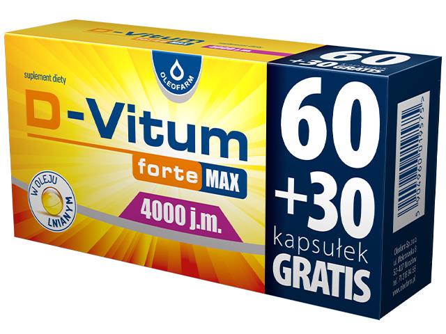 D-Vitum Forte Max 4000 j.m. interakcje ulotka kapsułki  90 kaps.