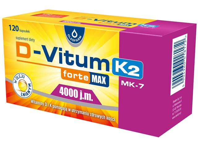 D-Vitum Forte Max 4000 j.m. K2 interakcje ulotka kapsułki - 120 kaps.