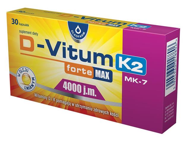 D-Vitum Forte Max 4000 j.m. K2 interakcje ulotka kapsułki  30 kaps.