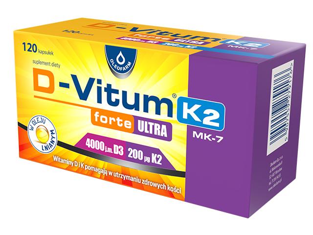 D-Vitum Forte Ultra 4000 j.m. K2 interakcje ulotka kapsułki - 120 kaps.