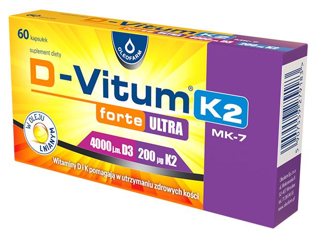 D-Vitum Forte Ultra 4000 j.m. K2 interakcje ulotka kapsułki - 60 kaps.