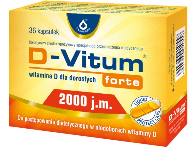 D-Vitum Forte Witamina D dla dorosłych interakcje ulotka kapsułki 2 000 j.m. 36 kaps.