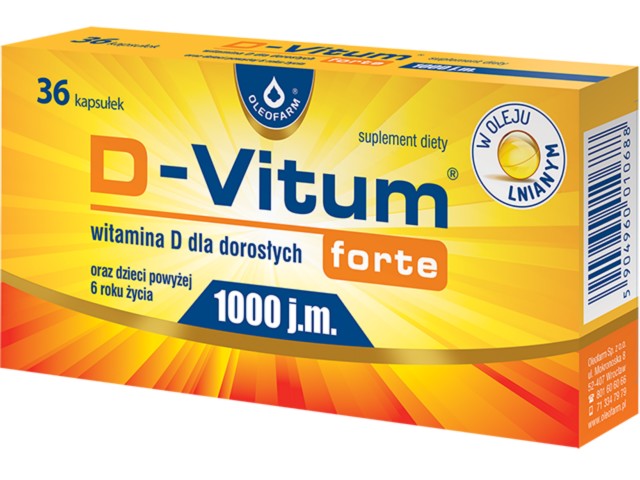 D-Vitum Forte Witamina D dla dorosłych interakcje ulotka kapsułki 1 000 j.m. 36 kaps.