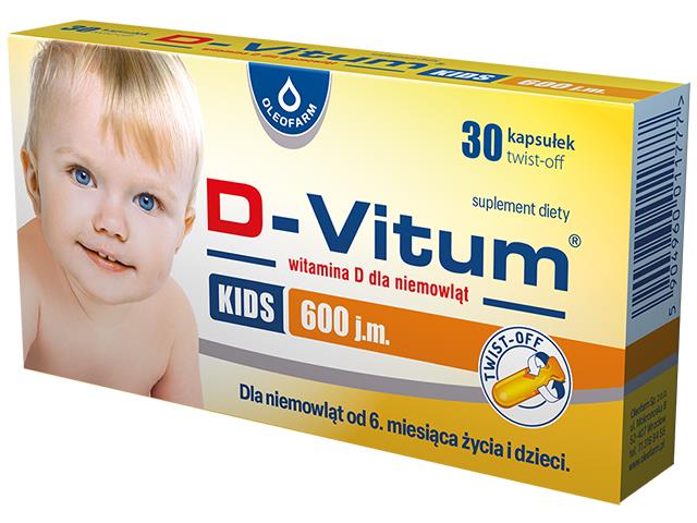 D-Vitum KIDS 600 j.m. interakcje ulotka kapsułki twist-off  30 kaps.