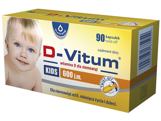 D-Vitum Kids 600 j.m. interakcje ulotka kapsułki twist-off  90 kaps.